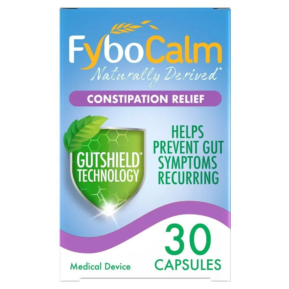 Fybocalm Constipation Relief, 30 Capsules, Long Lasting Relief for Recurrent Constipation Due to Ibs, Gluten Free, Lactose Free