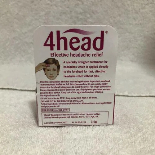 4Head Stick Effective Headache Relief 3.6g
